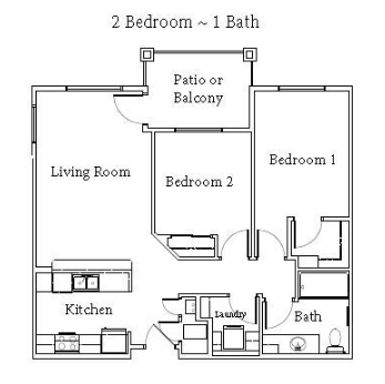 a floor plan of a 2 bedroom apartment